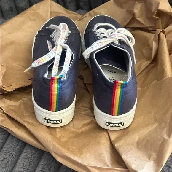 Superga Dark Canvas Sneakers with Colorful Details - Picture 3 of 5